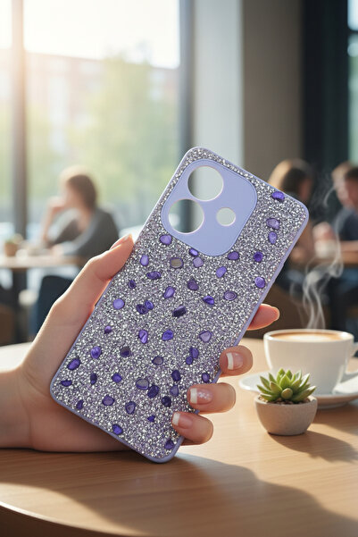 batuteknoloji Oppo A3 BatuTeknoloji Kırçıllı Milena Taşlı Silikon Kılıf