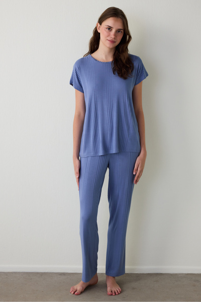 Penti Indigo Hailee Bisiklet Yaka Kısa Kollu Pijama Takımı