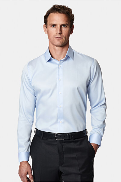 Abdullah Kiğılı Μη σιδερένιο σατέν βαμβακερό - μακρυμάνικο πουκάμισο με λεπτή...