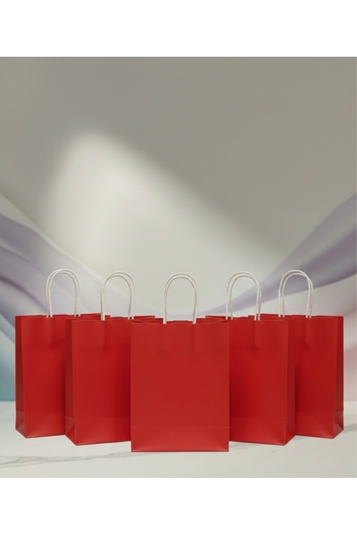 aybaş kağıtçılık 1.Kalite 18x24 Cm (20 Adet) Kırmızı Renkli Kraft Kağıt Çanta...