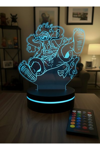 Eymi Design Luffy Gear 5 , One Piece - 3 Boyutlu 16 Renk Dekoratif Gece Lamba...