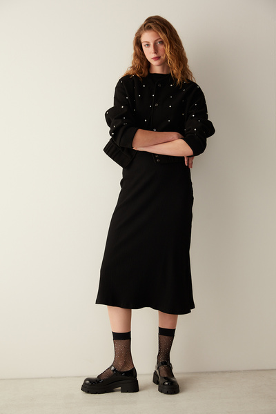 Penti Taşlı File Siyah Soket Çorap