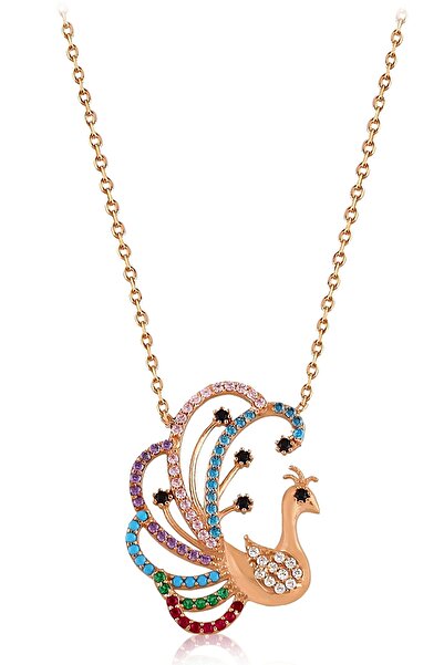 Argentum Concept 925 Ayar Gümüş Rose Tavus Kuşu Kolye - N076801