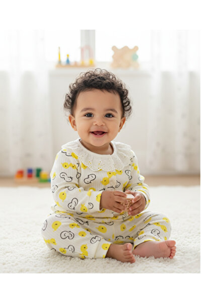 BUUFUU Baby Girl Set Duck Patterned Cotton Long Sleeve