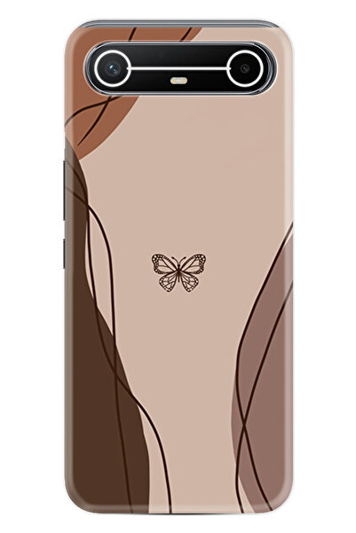 TECNO Spark Slim (KM9) Kılıf Boutique Baskılı Resimli Kahve Kelebek Pcode -038