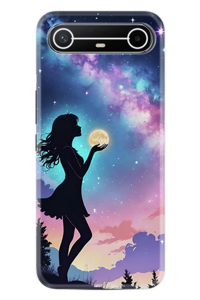 TECNO Spark Slim (KM9) Kılıf Boutique Baskılı Resimli Woman in Moon Pcode -005