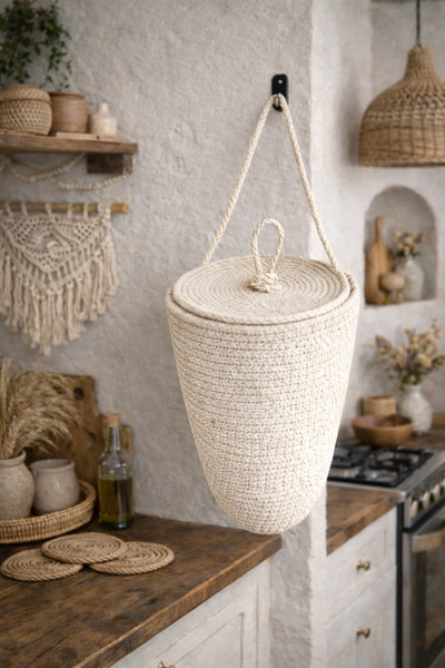 ÖRGÜM Suport pentru pungi Coș organizator pentru pungi cu capac decorativ 30x...