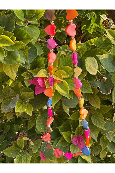 Generic Multicolor Shell Heart Necklace with Gold-Plated Hematite, Short Chok...