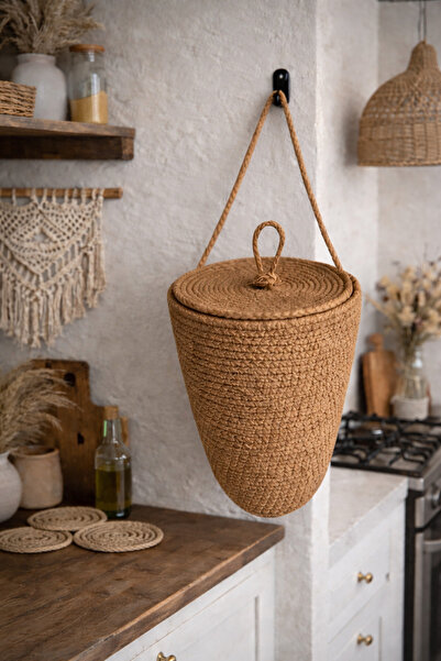 ÖRGÜM حامل حقائب بني اللون مع غطاء مزخرف 30×20 سم