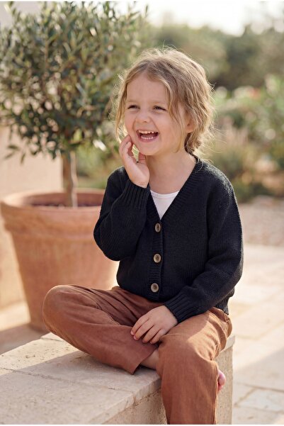 Babily Cotton Knit Children's Stitch-Free Premium Cardigan Soft Textured Butt...