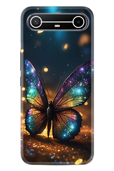 TECNO Spark Slim (KM9) Kılıf Boutique Baskılı Resimli Rengarenk Kelebek Pcode...