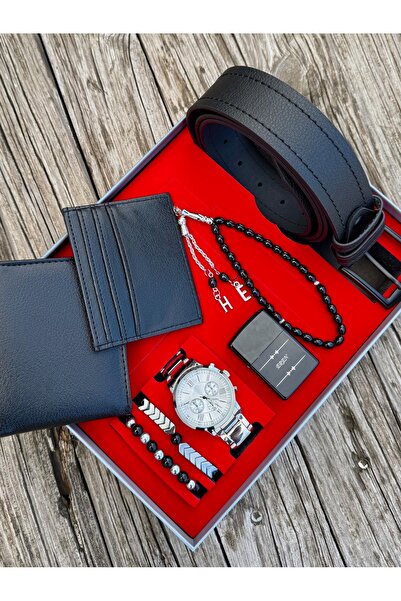 DEEPWELL Sevgililer Günü Erkek Kol Saati Kemer Cüzdan Kartlık Çakmak Tesbih B...