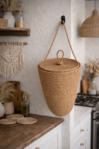 ÖRGÜM Poşetlik Dekoratif Kapaklı Poşet Düzenleyici 30x20 cm