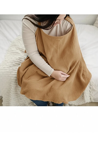 Genel Markalar %100 Pamuklu 2 Katlı Organik Kahve Müslin Emzirme Önlüğü 65x10...