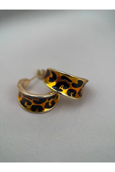 Luseda أقراط دائرية منقوشة بنمط الفهد من مينيلي