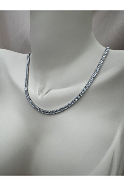 Luseda قلادة فضية اللون من حجر الباجيت VIP مقاس 40+5 سم قابلة للتعديل