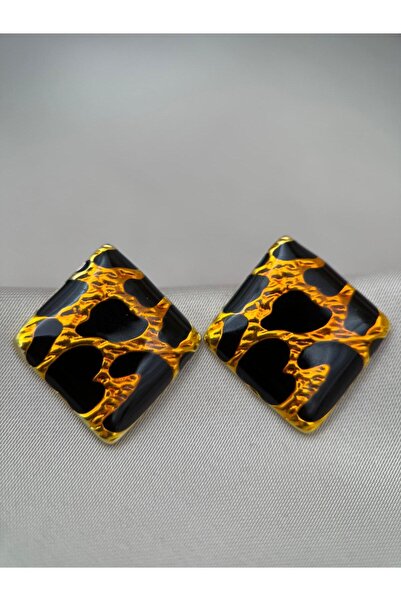 Luseda أقراط مربعة منقوشة بنمط الفهد من مينيلي