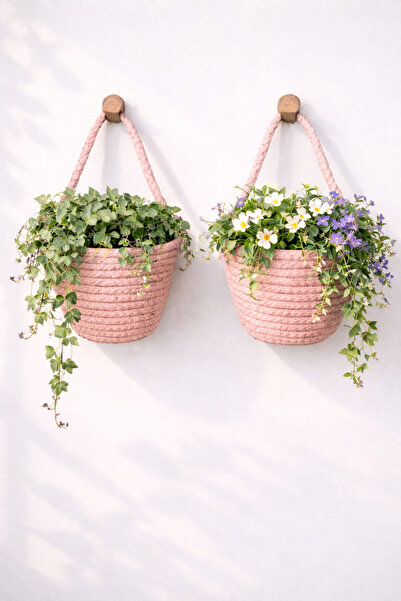 ÖRGÜM Coș Mini Decorativ 2 bucăți Coș cu flori artificiale 12x10 cm PLANTELE ...