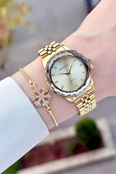 Ferrucci Gold Color 33 mm Women's Wrist Watch and Bracelet
