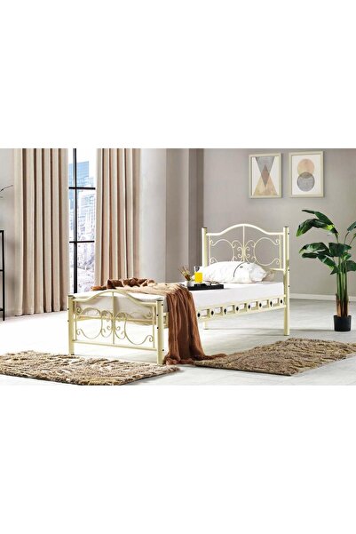 Mobilya Dükkanım Pero Metal Karyola 100x200 ARM110a Krem