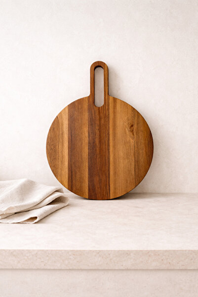 Bohemia Doğal Akasya Kesme Tahtası – 33 cm Yuvarlak