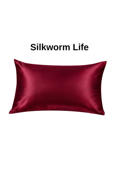 silkworm غطاء وسادة من الحرير الخالص من سيكل وورم لايف، لون عنابي (50*70) قطع...