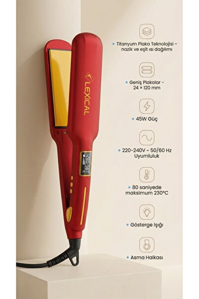 Lexical LHS-5390 Profesyonel SAÇ DÜZLEŞTİRİCİ KALIN titanyum PLAKA - Dijital ...