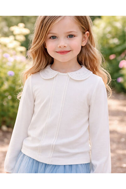 HEYOO 4-14 Yaş Kız Çocuk Bluz Bebe Yaka