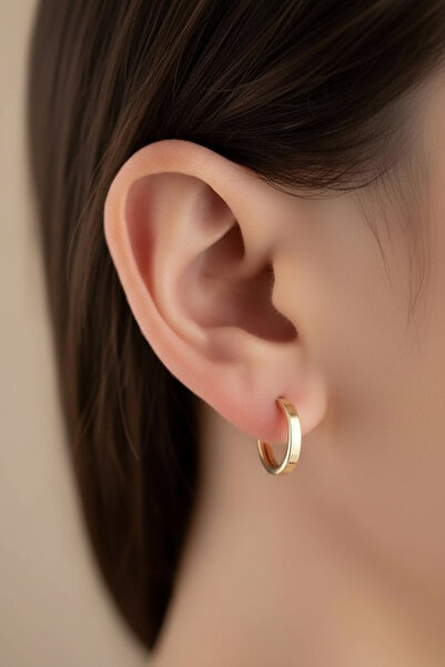 Çgk Çiğdem Gürel Kuyumculuk 14 Ayar 1cm Halka Altın Küpe