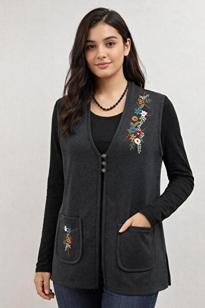 Özenli Triko Сталева сітка 3-кнопкова кольорова квіткова вишивка маминий жиле...