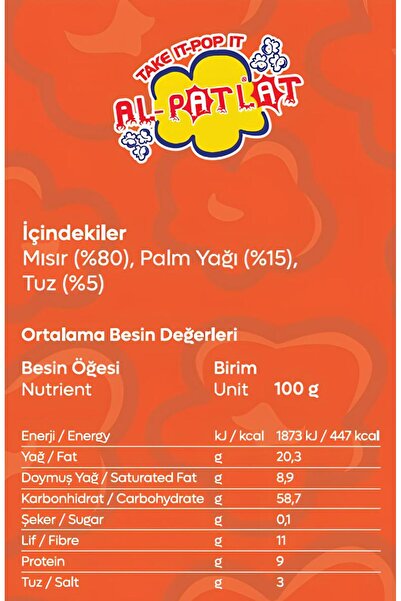 AL-PATLAT Mikrodalgada Patlayan Mısır 32 kutu (80 gr x 96 paket) - 3 Dakikada Hazır - %100 Türk Malı