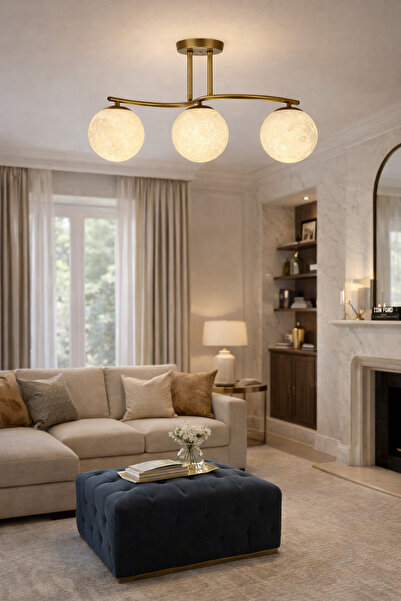 ESSLİGHT MARAL 3 LÜ ESKİTME 3 BOYUTLU BAŞLIK SALON MUTFAK YATAK ODASI AVİZE