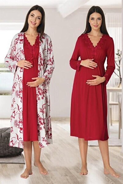 Effort Pijama طقم ثوب نوم للحوامل بأكمام طويلة للنساء من Zerre Bebe