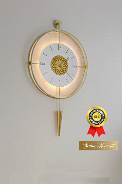 SEVİNÇ KONSEPT Led'li Gold Pendulum Lotus La Clock Kristal (Büyük Boy 50 X 90...