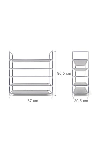 Relaxdays Suport pentru pantofi cu 5 niveluri, RelaxDays, pentru 20 de perechi, 90,5 x 87 x 29,5 cm, gri