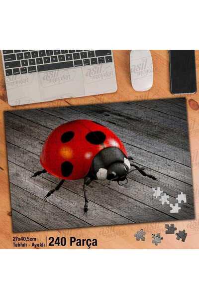 Asilmeydan Asil Hobi Ahşap Tahta Üzerinde Uğur Böceği - Hayvan Yapboz -Ayak D...