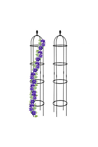 Relaxdays Set de 2 suporturi pentru flori de grădină, obelisc, dimensiuni 190...
