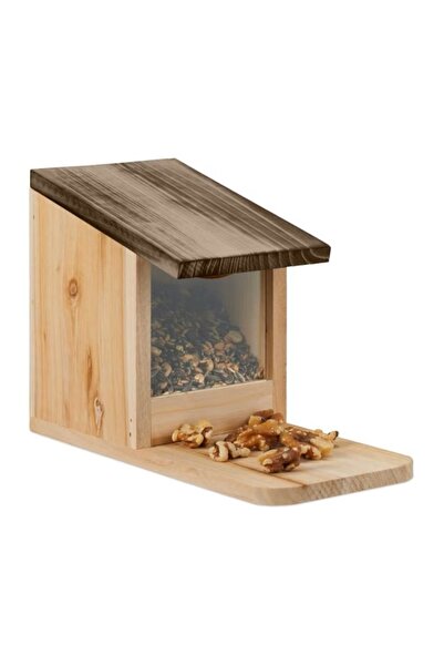 Relaxdays Hrănitoare din lemn pentru veverițe, maro, 17,5 x 12 x 25 cm