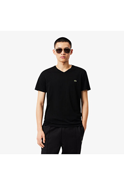 Lacoste تي شيرت خفيف الوزن من قطن بيما برقبة على شكل حرف V - TH6710-00-031