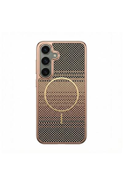 Zebana Samsung Galaxy S25 Uyumlu Kılıf Vionix M-Safe Silikon Kılıf Kahverengi