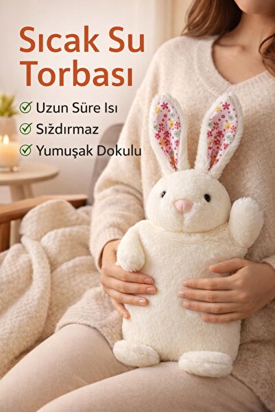 Kitchen Beauty Peluş Tavşan Şekilli Kulaklı Sıcak Su Torbası 1 lt Sıcak Su To...