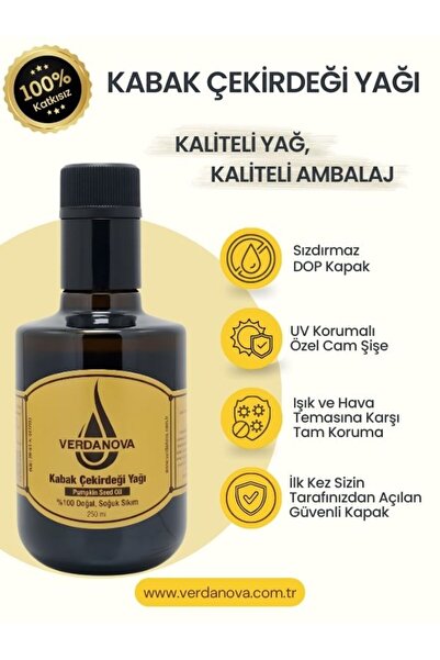 VERDANOVA %100 Soğuk Sıkım Kabak Çekirdeği Yağı 250 ml. - Saf, Katkısız, Vega...