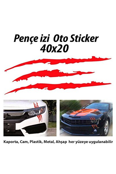 Genel Markalar Monster Canavar Pençe İzi Uzun Kırmızı Far Sticker Araba Etike...