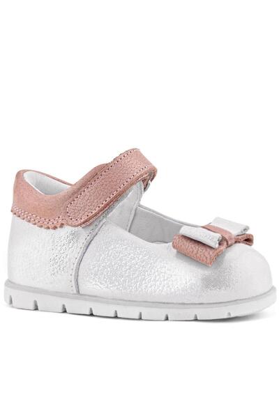 Rakerplus Genuine Leather Silver Powder Baby Girl Ballerina Shoes