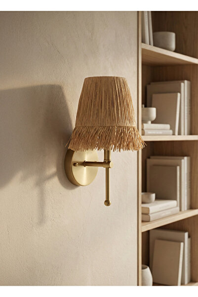 Maison Avf Bohem Hasır Rafya Saçaklı El Yapımı Eskitme Gold Kablosuz Pilli Le...