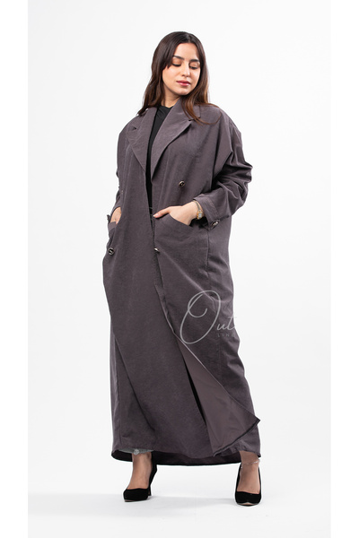 outline عباية بليزر بقماش الشامواه