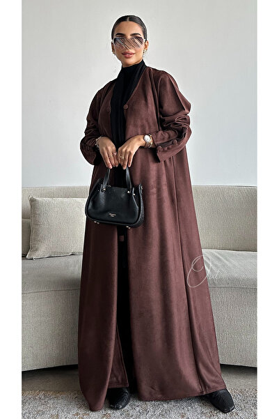 outline Brown suede abaya