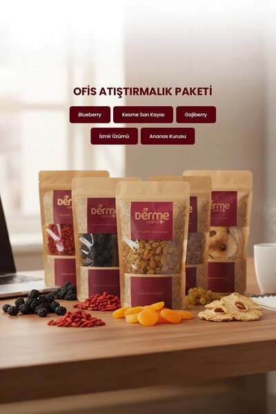 Derme Ofis Atıştırmalık Paketi ( Blueberry, Gojiberry,Ananas Kurusu, Kayısı, ...