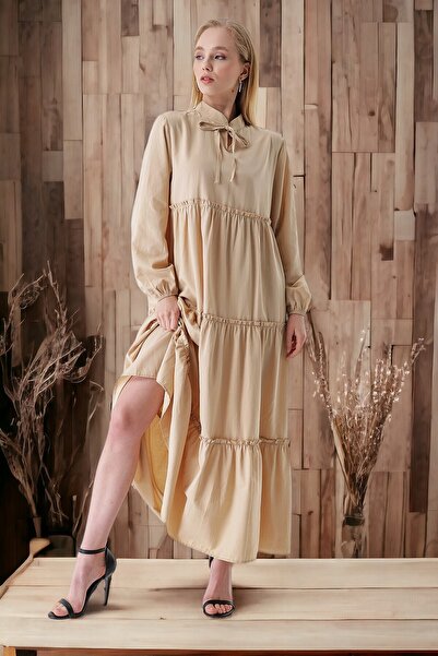 HAKKE Dámské šněrovací hidžábové šaty s límcem