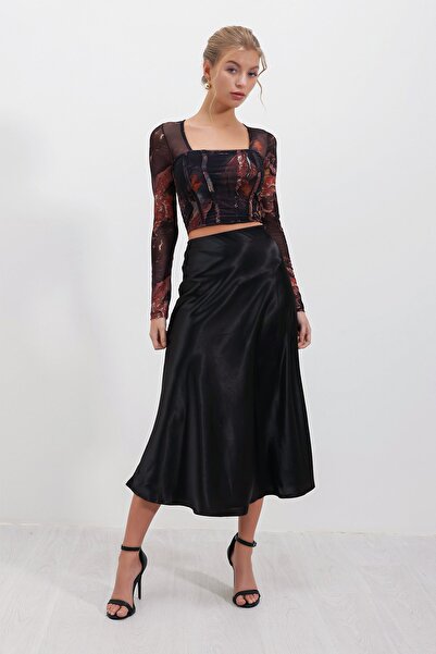 HAKKE Fustă a - line midi Satin